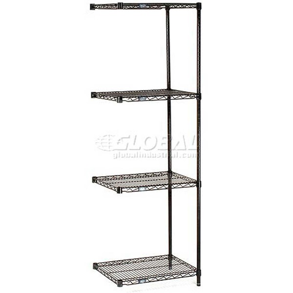 Nexel Black Epoxy, 5 Tier, Wire Shelving Add-On Unit, 54W x 14D x 63H A14546B5 - main